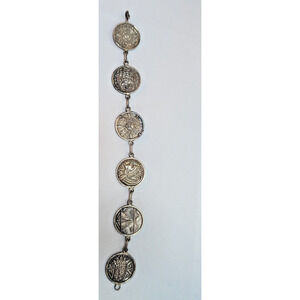 VTG Taxco Mexico 925 Silver Art Aztec Themed Bracelet 18 g approx 7 ' tarnished